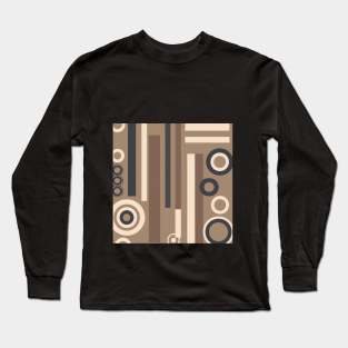 Retro Geometric Wallpaper: Earth-Toned Triangles, Circles, and Rectangles. Long Sleeve T-Shirt